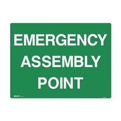 Metal Emergency Assembly Point 225x300mm White On Green